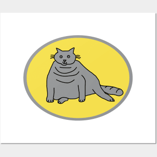 Ultimate Gray Chubby Cat on Illuminating Oval Posters and Art